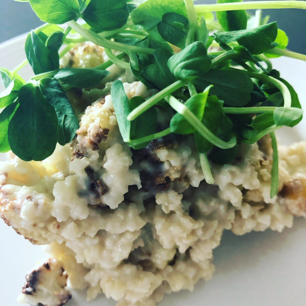 Roasted Onion and Cilantro Millet and Cauliflower Salad