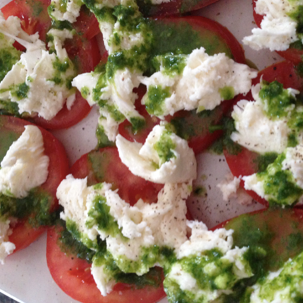 Roasted Onion and Cilantro “Caprese” Salad