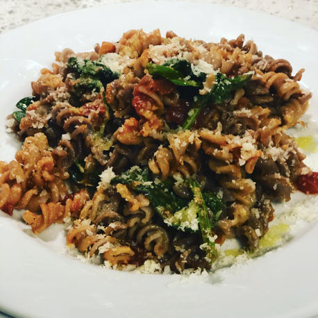 Mushroom and Sage Rotini with Tomato and Spinach