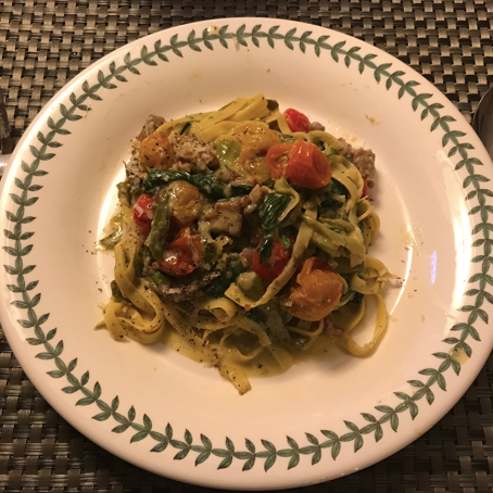 Pasta with Roasted Veggies and Olive Oil